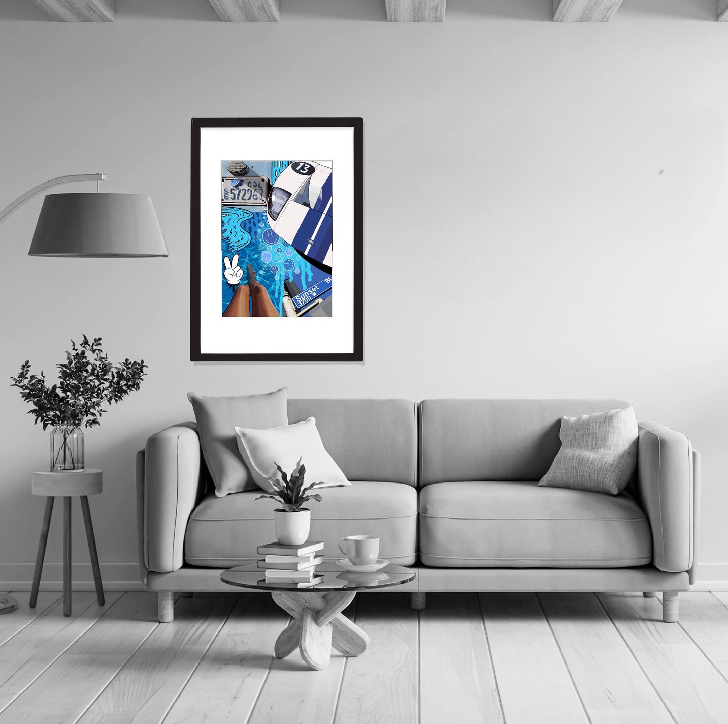 13. Sunset Boulevard Blue – Signed Limited Edition Automotive Art Print by Helen Stanley