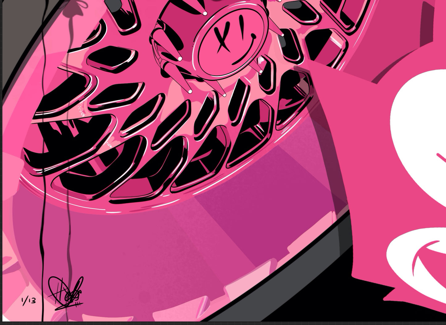 13. Pink Cadillac – Signed Limited Edition Automotive Art Print by Helen Stanley