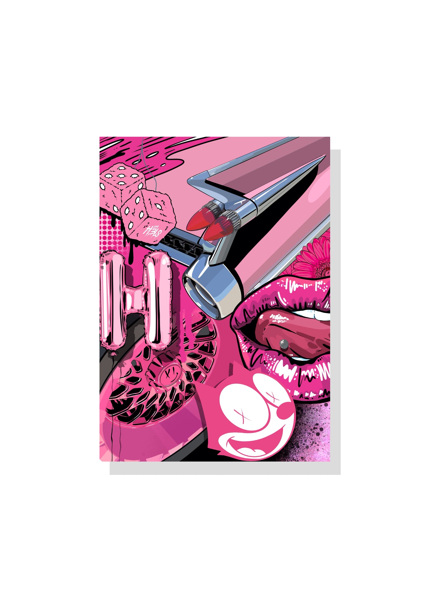 13. Pink Cadillac – Signed Limited Edition Automotive Art Print by Helen Stanley