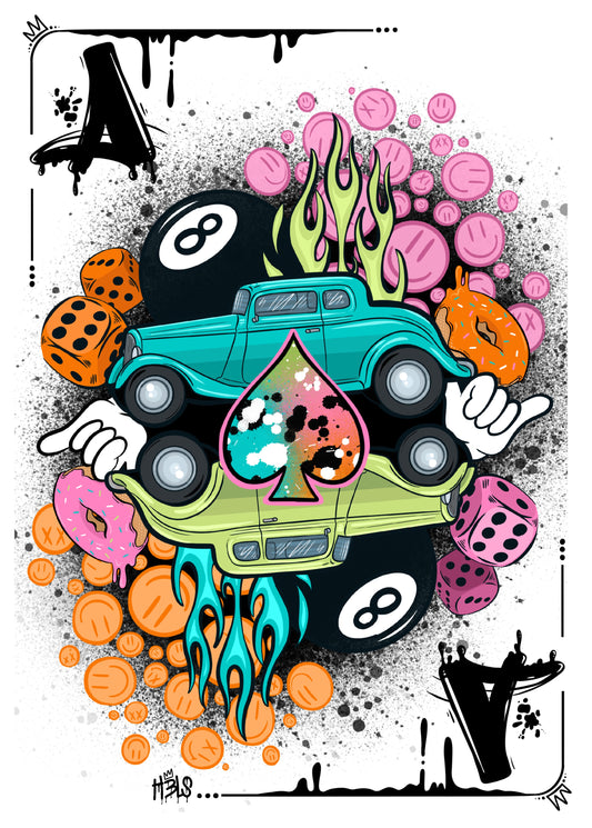 Hotrod Ace Poster Print | HELS Automotive Art Print